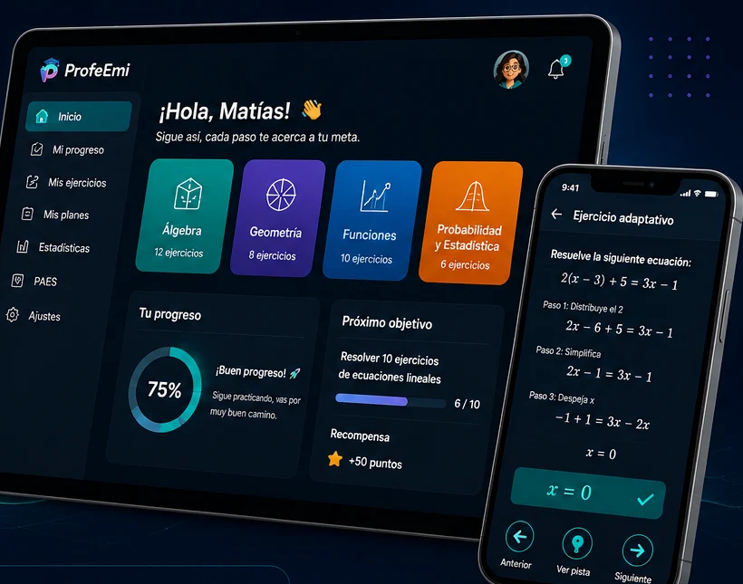 Panel de ejercicios adaptativos de ProfeEmi